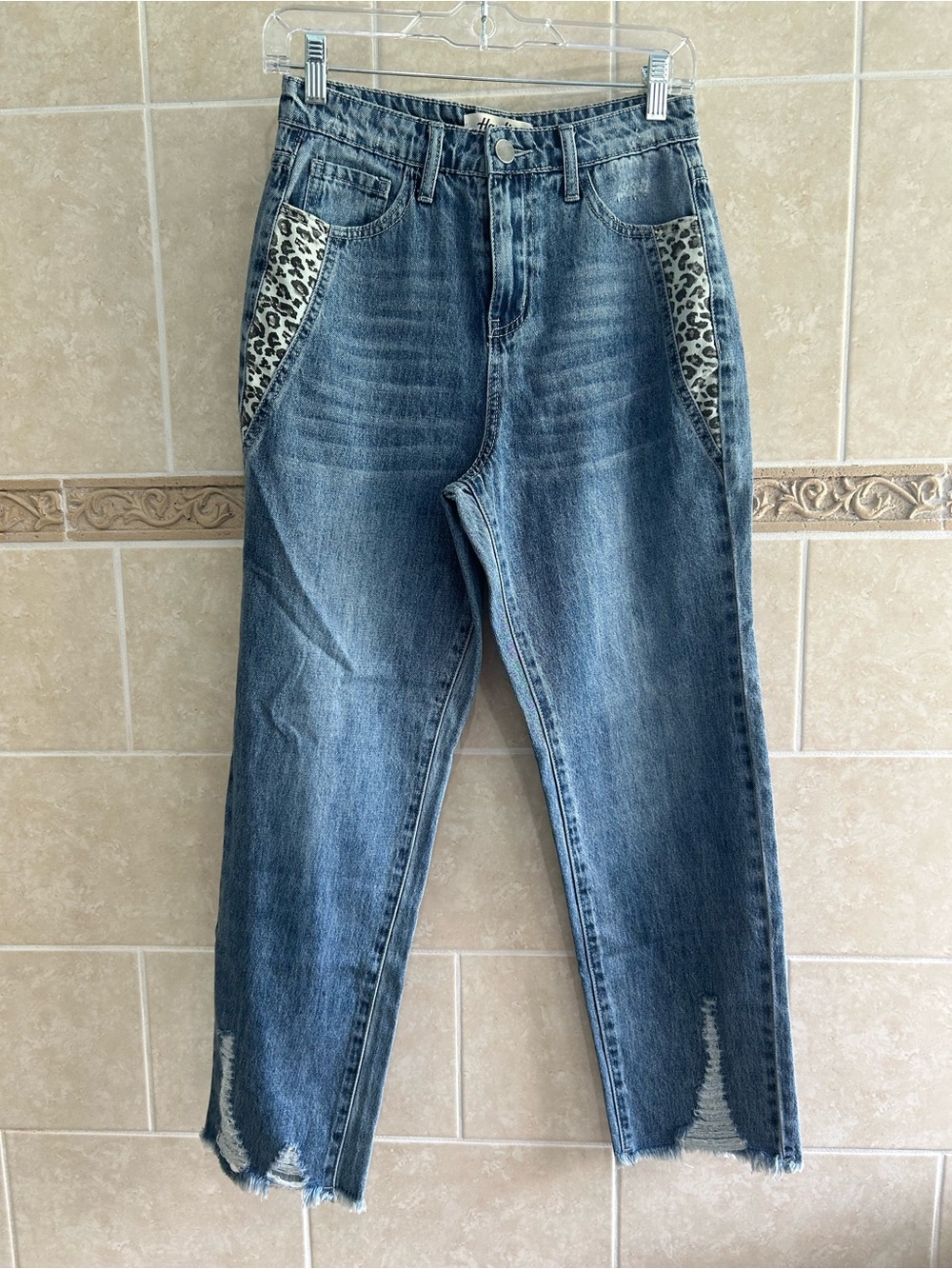 Haptics Leopard Side Panel Jeans NWT